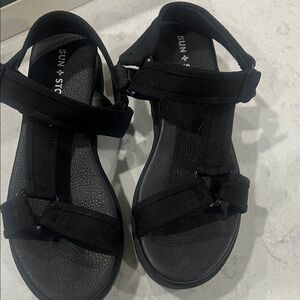 Sun + Stone Black Adjustable Sandals